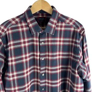 UNTUCKit Rondal Plaid Flannel Shirt Mens  XL Blue Red Cotton Regular Fit